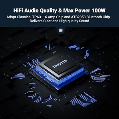 Mini Bluetooth Amplifier for Speakers, Stereo (50WX2)/Mono (100W)/Dual Mode (100WX2) Audio Amp, AUX and Bluetooth Inputs up to 20m, Bass Amplifiers for Passive Loudspeakers/Bass Shakers