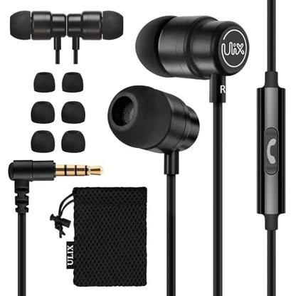 UliX Rider Wired Earbuds in-Ear Headphones, Earphones with Microphone, 5 Years Warranty, with Anti-Tangle Cable, Ear Buds for iPhone, iPad, Samsung, School Students, Kids, Women, Small Ears - style: 3.5 mm