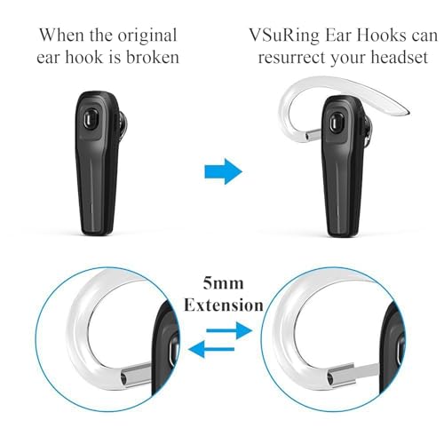 Ear Hooks Eartips Kit 360° Rotatable Adjustable Soft Silicone Anti-Slip Sports Clamp Bluetooth Headset Clips Earbuds Replacement for Newbee/Plantronics/TOORUN Black