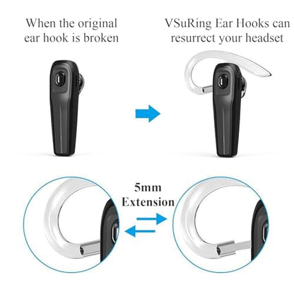 Ear Hooks Eartips Kit 360° Rotatable Adjustable Soft Silicone Anti-Slip Sports Clamp Bluetooth Headset Clips Earbuds Replacement for Newbee/Plantronics/TOORUN Black