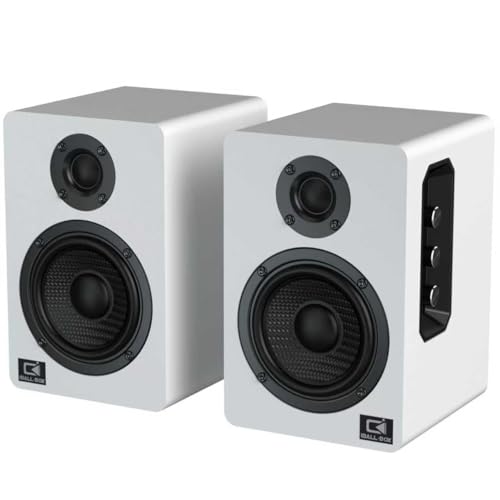 H2 Bookshelf Speakers, 60W Stereo, Record Player/Computers Speakers, DSP, Carbon-Fiber Woofer, Silk Tweeter, Optical/USB-C/AUX, Bluetooth 5.3, White - color: White
