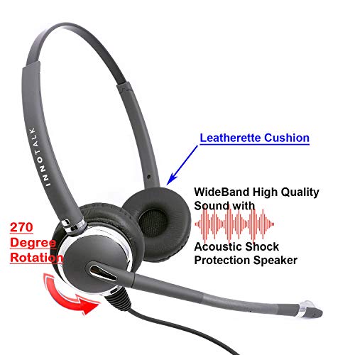2.5mm Phone Telephone Headset - Best Pro Noise Cancel Binaural Office Headset Compatible with Cisco SPA, Panasonic, Vtech, Uniden and Cordless Dect Phones Plus Compatible with Plantronics QD - size: Pro Binaural