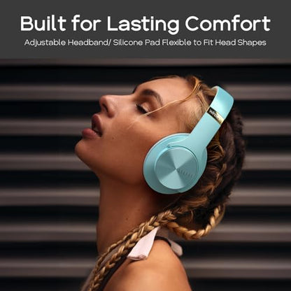DOQAUS Bluetooth Headphones Over Ear, 90H Playtime, 3EQ Mode, with ENC Mic - color: Blue