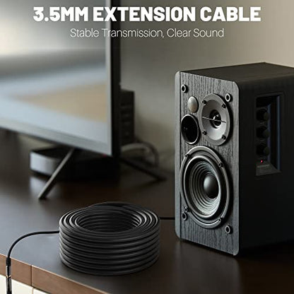 Kxable 3.5mm Extension Cable 8 Feet (2 Pack), Male to Female Auxiliary Audio Stereo Cable, Headphone Extension Cord, Hi-Fi Sound, Gold Plated Connectors, OFC Core, Black, (with 5 pcs Cable Ties) - size: 8 Feet (2 Pack)