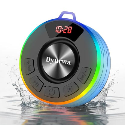 Bluetooth Shower Speaker, IPX7 Waterproof Shower Speaker Loud Clear Sound with Suction Cup, Digital Display/RGB Lights, Built-in Mic, 10H Playtime, Bathroom Speaker for Outdoor/Pool/Beach/Party/Gift. - color: A-Light Blue