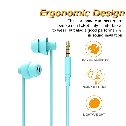 MAXROCK Sleep Earbuds,Ultra Soft Lightweight Sleep Earphones Headphones with Volume Control and Mic for Insomnia, Side Sleeper, Snoring, Air Travel, Meditation & Relaxation (Acid Blue) - color: acid blue