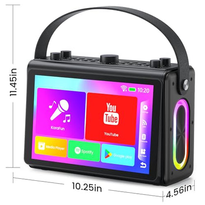 Karaoke Machine with Lyrics Display, Built-in 10.1 inch HD Screen | Supports WiFi HDMI Bluetooth USB TF and Echo, Portable Karaoke System for Adults, with 2 Wireless Microphones for Home Party
