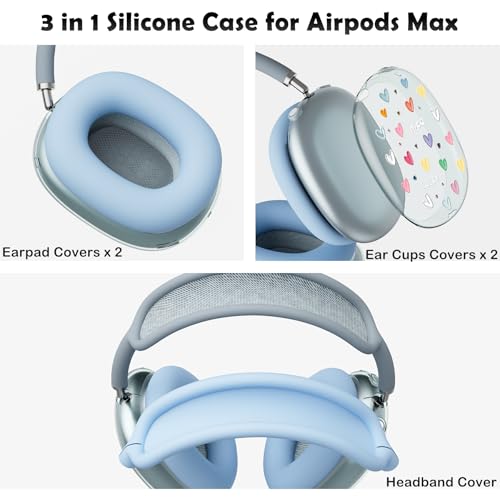 for AirPods Max Headphones Love Heart Ear Covers for AirPods Max 2 - color: Heart B/Blue
