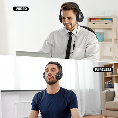 Rydohi Bluetooth Headphones Over Ear, 68H Playtime and 3 EQ Music Modes Wireless Headphones with Microphone/Deep Bass, HiFi Stereo Foldable Lightweight Headset for PC Home Travel Office （Black - color: Black