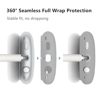 Case Cover for AirPods Max, Anti-Scratch Soft Silicone with Gold Heart Pattern Ear Cups Case Cover/Ear Pad Cover/Headband Cover for Apple AirPods Max Headphones (Gray) - color: Gray