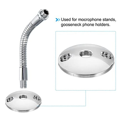 PATIKIL M10 Gooseneck Flange Mount, Female Thread Nut Screw Round Base Table Mounting for Gooseneck Hose Adapter, Aluminum Silver - color: Silver, size: M10