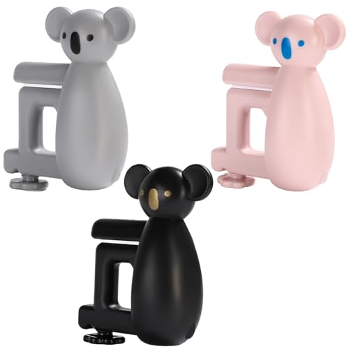 Bear-Shaped Purse Hook for Table 3 Pieces - Under-Table Handbag Hanger, Desk Side Hook, Detachable Bag Holder and Headphone Stand, Space Saving Desk Organizer