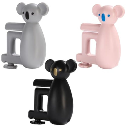 Bear-Shaped Purse Hook for Table 3 Pieces - Under-Table Handbag Hanger, Desk Side Hook, Detachable Bag Holder and Headphone Stand, Space Saving Desk Organizer