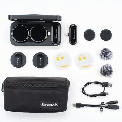 Saramonic BlinkMe U2 Wireless Mini Microphone for iPhone & Android, 48kHz/24-bit, Noise Cancellation, 328ft Transmission, Wireless Lapel Mic for Live Streaming Video Recording - size: Lightning & USB-C Receiver