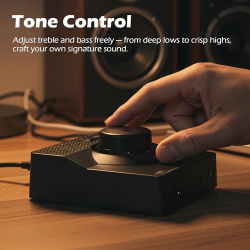 H1 DAC Amp, Digital to Analog Headphone Amp for PC, 3.5MM/6.35MM/Mic/EQ Optical/Coaxial/RCA Outputs with Treble & Bass Switch, Mini USB HiFi Headphone Amplifier for Mac PS5 Home Stereo