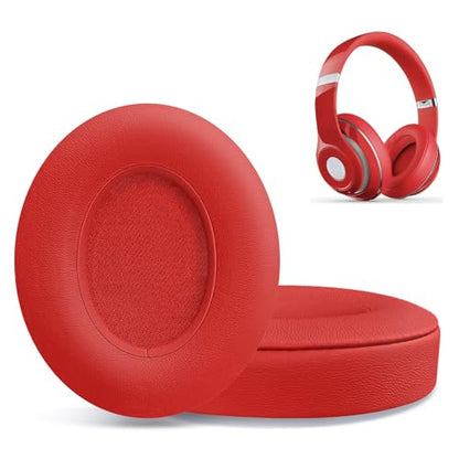 Replacement Ear Pads for Beats Studio 2 & Studio 3 Wired & Wireless Headphones, Ear Cushions, Headset Earpads, Ear Cups Cover with Soft Protein Leather (Light Red) - color: Light Red