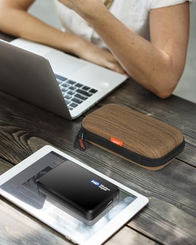 Shockproof Hard Drive Case for WD Samsung T9 Seagate, Travel Pouch | Vertical-Stripe Design, Fits WD Elements, My Passport, 1TB 2TB 4TB, External Drive Storage Bag - color: Stripe Dark Brown