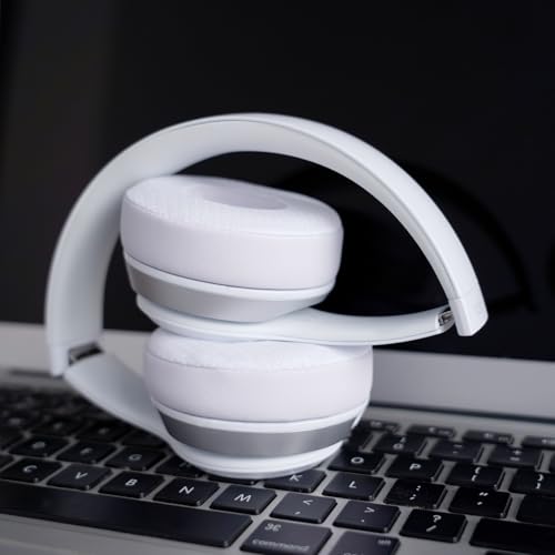 Replacement Ear Pads for Beats Solo 3 - Cooling Earpad Cushions for Solo 2 | Solo On-Ear Headphones Covers with Strong Adhesive Memory Foam (White) - color: White Cooling