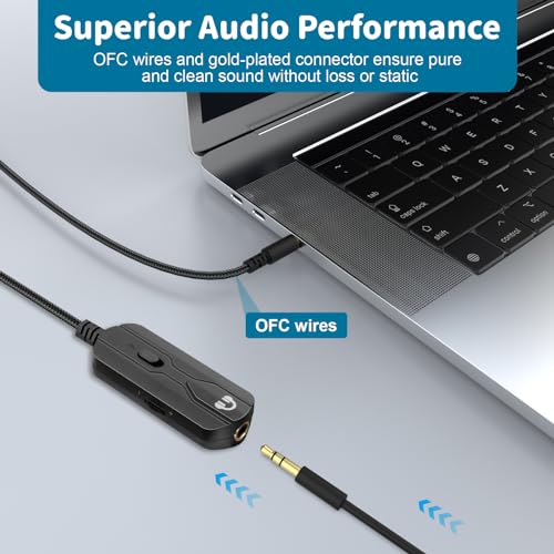 Zosvoses Headphone Extension Cable with Volume Control & Mute Compatible with Bose 700, QC45, QC35 II, QC35, QC25, QC15 Headphones Cable, 3.5mm Male to Female Stereo Audio Cable, 4.9ft