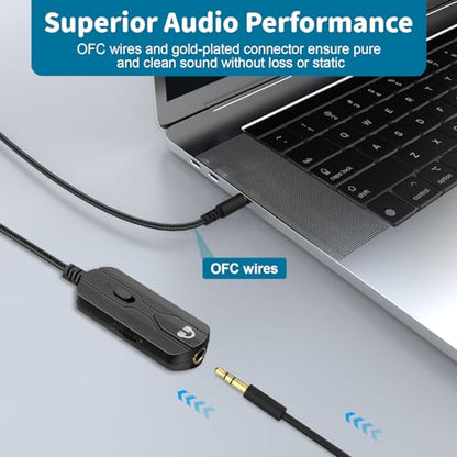 Zosvoses Headphone Extension Cable with Volume Control & Mute Compatible with Bose 700, QC45, QC35 II, QC35, QC25, QC15 Headphones Cable, 3.5mm Male to Female Stereo Audio Cable, 4.9ft
