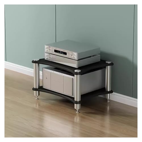 Living Room/Small Spaces Audio Component Rack Tower Media Stereo Stand Equipment Shelves, Heavy Duty Modern HiFi Audio Racks Stereo Rack System, Black-2 Tier - color: Black, size: 2 tier