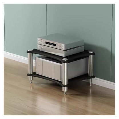 Living Room/Small Spaces Audio Component Rack Tower Media Stereo Stand Equipment Shelves, Heavy Duty Modern HiFi Audio Racks Stereo Rack System, Black-2 Tier - color: Black, size: 2 tier
