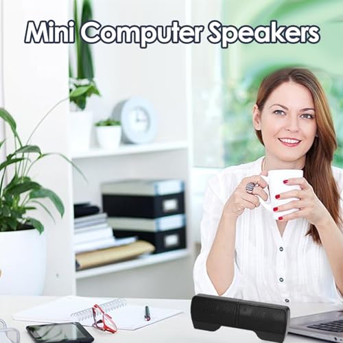 Wired Laptop Speaker, USB Powered Soundbar Stereo Sound Mini Computer Speaker with Screen Clip for Notebook Tablets TV