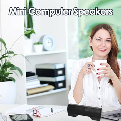 Wired Laptop Speaker, USB Powered Soundbar Stereo Sound Mini Computer Speaker with Screen Clip for Notebook Tablets TV