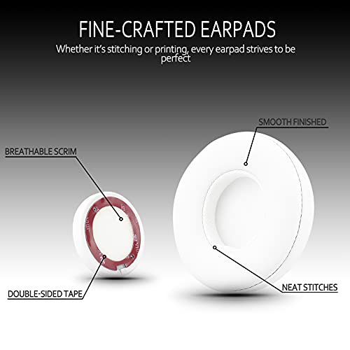 Krone Kalpasmos Earpad Replacement for Beats Solo 2 & 3 Wireless/Wired Headphone, Ear Cushion Premium Protein Leather Memory Foam with Kits, Superb Comfortable Easy to Install – White - color: White