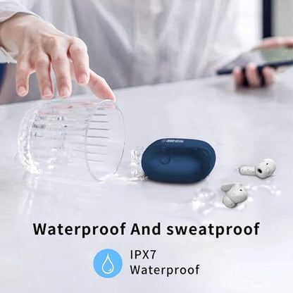 Wireless Earbuds, Bluetooth 5.4 Headphones in Ear with HiFi Stereo Deep Bass, 4 ENC Noise Cancelling Mic Wireless Earphones 40H, in-Ear Earbud Bluetooth Dual LED Display IP7 Waterproof, Dark Blue - color: Jewel Blue