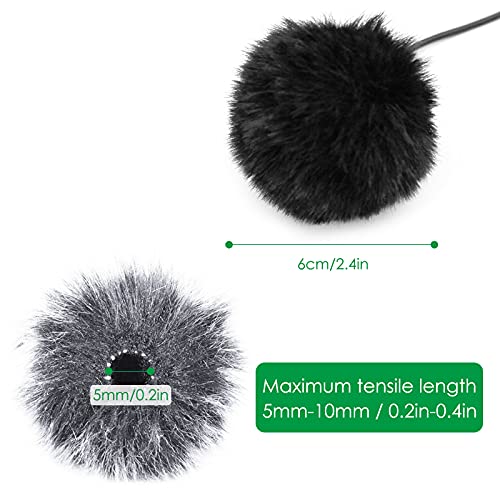 6 Pack Lavalier Microphones Windscreen, DaKuan 0.2/0.4 Inch Lapel Furry Microphone Muff, Mini Windproof Wind Screen for Most Lavalier Microphones (0.2inch, Black/Gray)