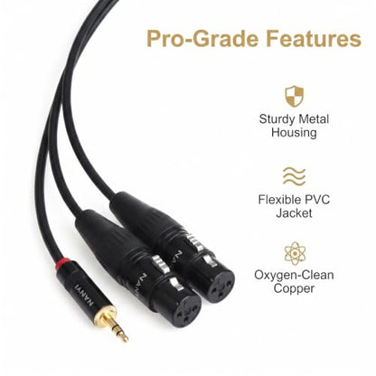 NANYI 3.5mm to 2 XLR Female Y-Splitter Audio Microphone Cable, 1.6ft - size: 3.5mm To 2XLR Female-1.6FT