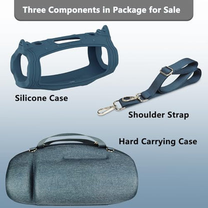 JCHPINE Silicone Cover and Carrying Case for JBL Charge 6 Bluetooth Speaker | Accessories for JBL Charge 6 AI Sound Bluetooth Speaker Protective Cases with Shoulder Strap (Blue) - color: Blue