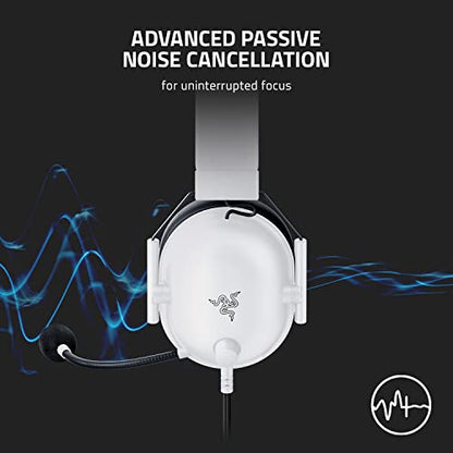 Razer BlackShark V2 X Gaming Headset for PC, 3.5mm Audio Jack, White - color: White, size: 3.5 mm (Pack of 1), style: PC