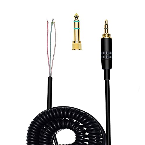 ATH-M50 Replacement Extension Cord Spring Relief Coiled Audio Cable Compatible with Sony MDR-7506 MDR-V6 MDR-V600 MDR-V700 MDR-V900 and Audio Technica ATH-M50 ATH-M50s Headphones (Black)
