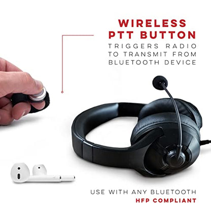 BTECH BS-PTT Wireless PTT (Push-to-Talk) Device - Compatible with GMRS-PRO and UV-PRO Radios & HFP Bluetooth Headsets for Effortless Wireless Communication