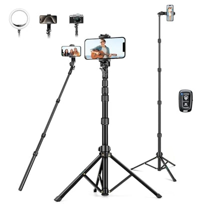 72" Tripod for iPhone, Phone & Camera Travel Tripod Stand with Remote, Compatible with Smartphone/Gopro - size: 72 Inch