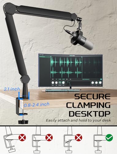 FIFINE Dynamic Gaming Mic Set, Streaming Audio Mixer for Video, Heavy Duty Metal Boom Arm with Desk Mount Clamp, Cable Management Bundle, RGB Gamer Interface Kit for Recording Podcast (KS5+BM66)