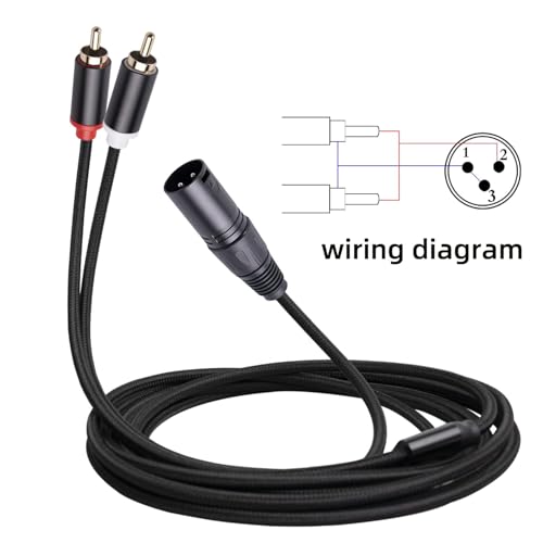 (10 FT) Dual RCA to XLR Male Y Splitter Patch Cable, Unbalanced 2 RCA/Phono Plug to 1 XLR Splitter Duplicator Lead Y-Cable Adapter - size: 10 ft