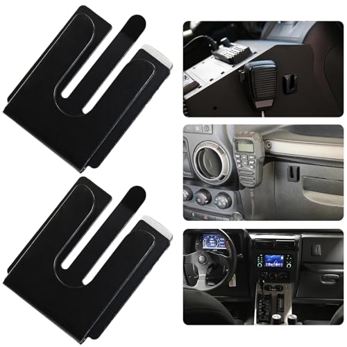 2PCS Black Radio Microphone Hanger, 42 x 30 x 8mm, Style 3 | Adhesive Back, CB Microphone Holder, Metal Car Mic Hanger, For Cars Homes Offices - size: 42 x 30 x 8mm ,Style 3
