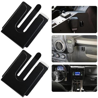 2PCS Black Radio Microphone Hanger, 42 x 30 x 8mm, Style 3 | Adhesive Back, CB Microphone Holder, Metal Car Mic Hanger, For Cars Homes Offices - size: 42 x 30 x 8mm ,Style 3