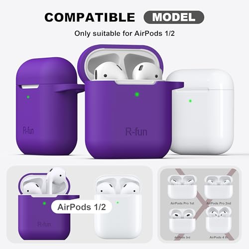 for AirPods 2nd/1st Case Silicone Cover, Purple | Compatible with Apple AirPods 2nd/1st (2019/2016) Generation with Keychain & Cleaner Kit, Wireless Charging Compatible - color: E1-Purple