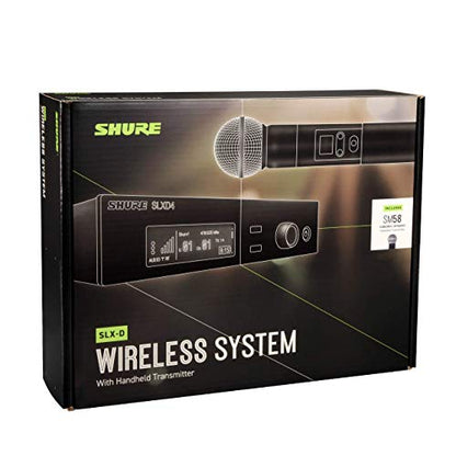Shure SLXD24/SM58 Digital Wireless Microphone System - Includes SLXD2 Handheld Transmitter with SM58 Vocal Mic Capsule and SLXD4 Single Channel Rack Mount Receiver | G58 Band (SLXD24/SM58-G58) - style: Single Channel