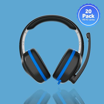 TWT Audio REVO TW310 Over-Ear Wired Headphones With Mic Boom - 20 Pack | Noise Reducing Headset, Built In Microphone, For Classrooms, School, Students, Teachers, Universal Device Compatibility - style: 3.5MM (20 Pack)