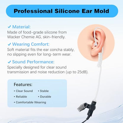 Silicone Ear Molds for Two-Way Radio Acoustic Coil Tube Earpiece Replacement, Left & Right Ear, Compatible with Motorola Kenwood Baofeng Retevis (Pink: Large 2, Medium 4, Small 2, 16pcs) - color: Pink