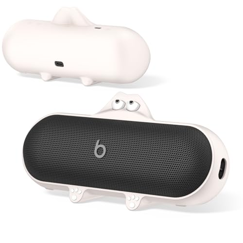 Silicone Kawaii Cute Case for Beats Pill Wireless Bluetooth Speaker, Anti-Scratch Protective Sleeve Compatible With Beats (Off-White) - color: Off-White