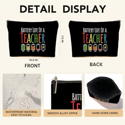 JIUWEIHU Teacher Appreciation Gifts Makeup Bag, Funny Teacher Cosmetic Bags | Travel Organizer Bag Zipper Pouch, Sister Christmas Birthday Teachers Gifts for Women Sister Mom Friend Colleague - color: Multicolor 0055