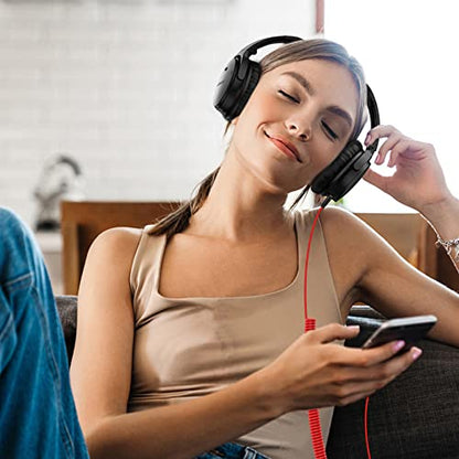 Saipomor NC700 AUX Cord 2.5mm to 3.5mm&6.35mm Coiled Audio Cable Compatible with Bose QuietComfort 25 QC35 QC35II QC45 On-Ear2 OE2 OE2i Soundlink SoundlinkII SoundTrue Headphones(6~16ft/Red)