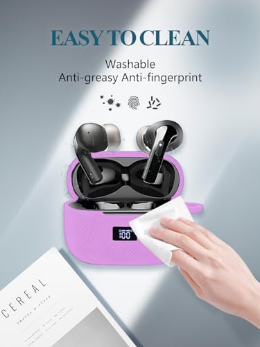 Case Cover for tozo T20 Wireless Earbuds Bluetooth Headphones,Full Protective Silicone Case with Keychain Cover,Shockproof and Wireless Earbuds Bluetooth Headphones Case for Women Men-Pink - color: PINK