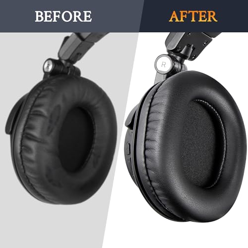 SOULWIT Earpads for ATH M50X Headphones - Black | for Audio Technica M50X/M40X/M30X/M20X/MSR7/SX1 Monitor Headphones - color: Black